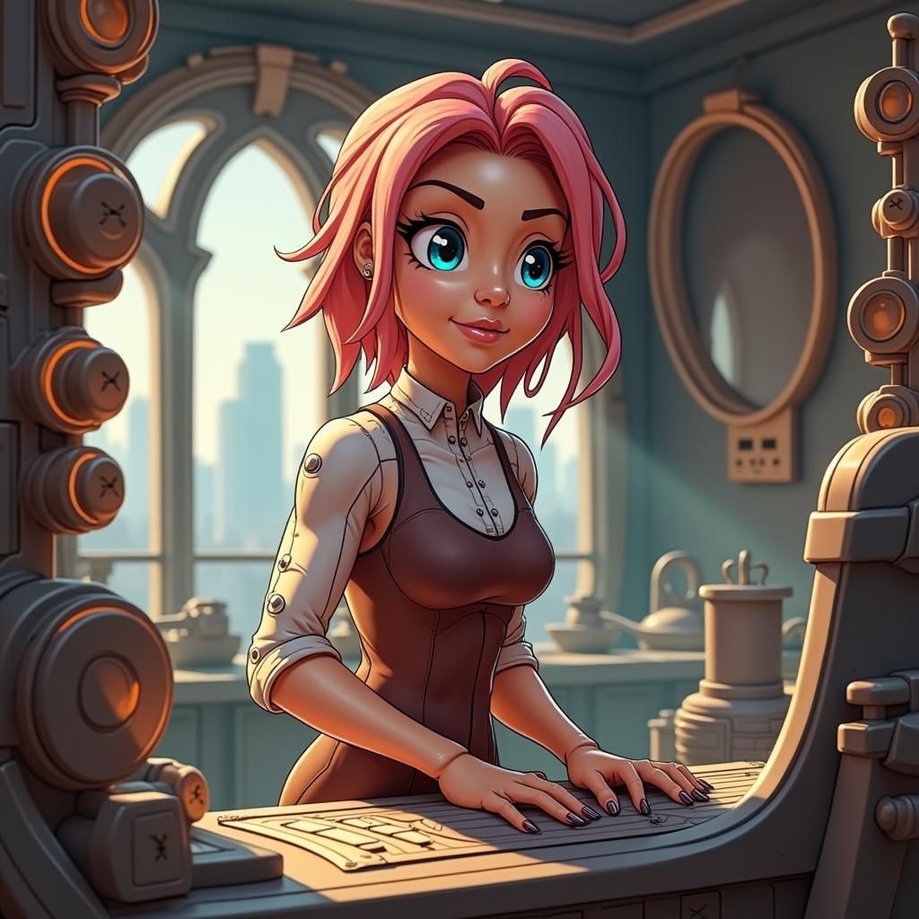 Futuristic Gym: Fit Woman Lifting Weights in Neon Lights