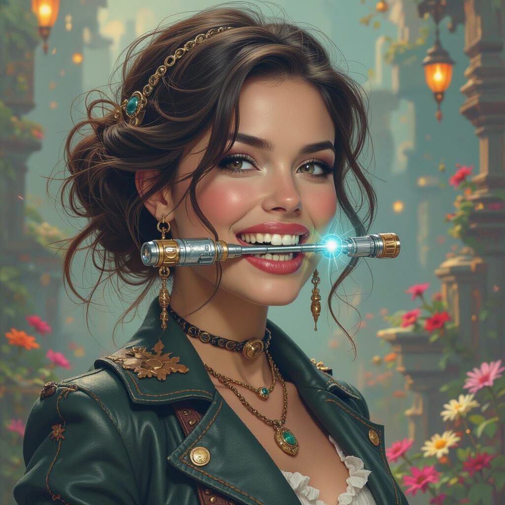 Steampunk Woman with Sonic Screwdriver, Detailed Matte Paint...