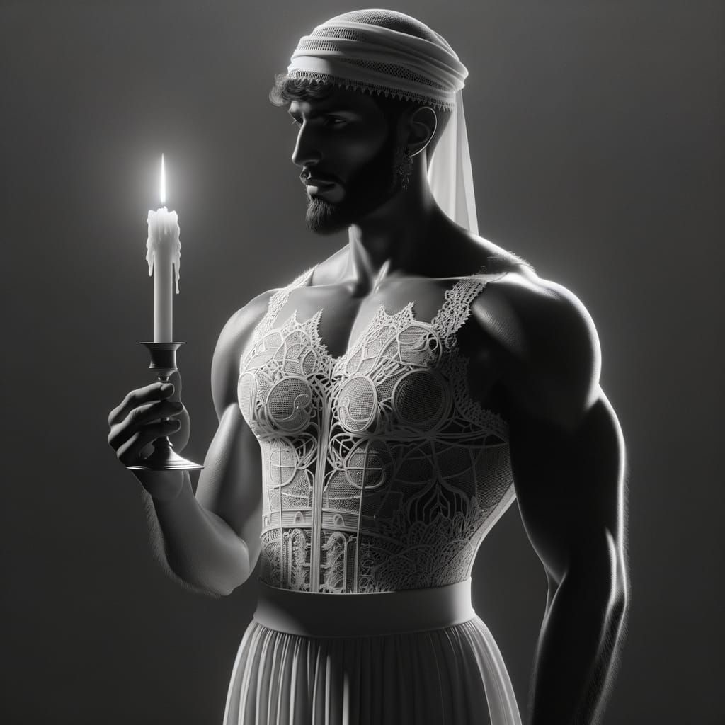 Middle-Eastern Man with Candle in Fantasy Concept Art