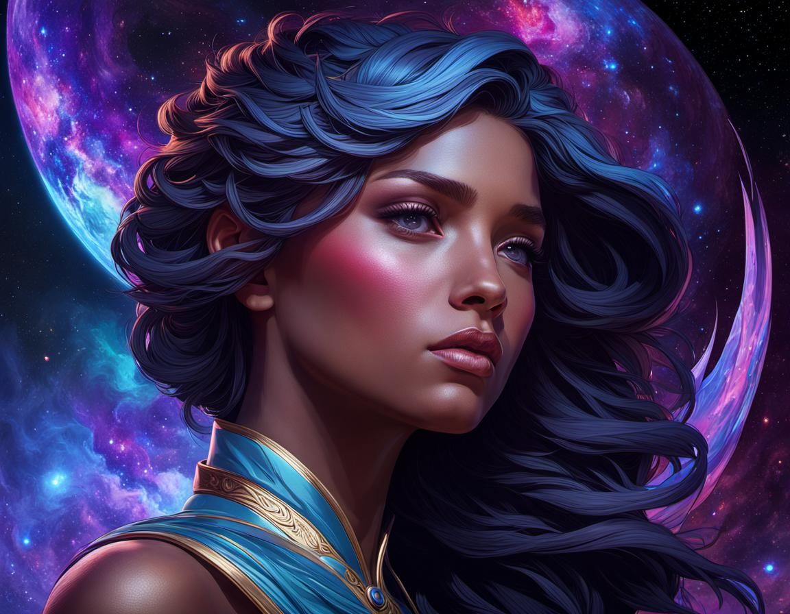 Nebulae Portrait in Hyperdetailed Digital Art Style