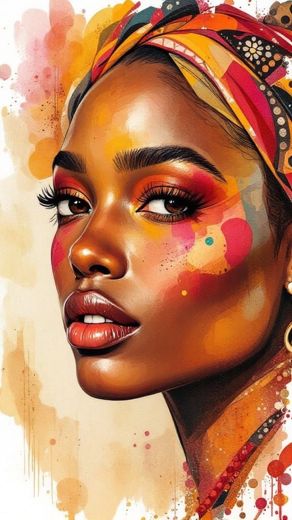 African Folk Art Portrait of a Beautiful Woman