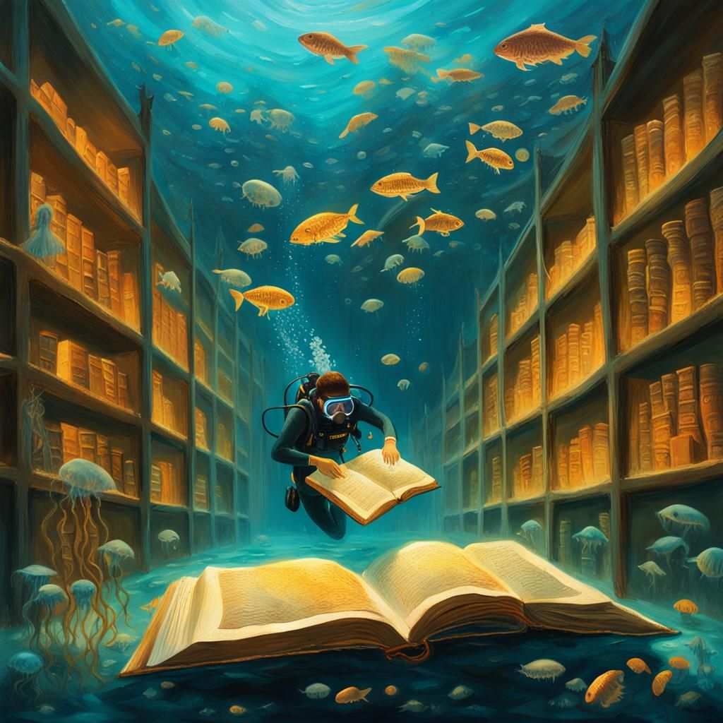 Underwater Library Discovery in Impressionistic Style