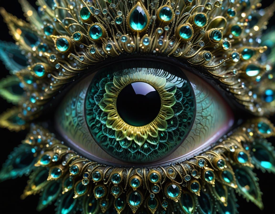 Glowing Emerald Eyes in Filigree Style