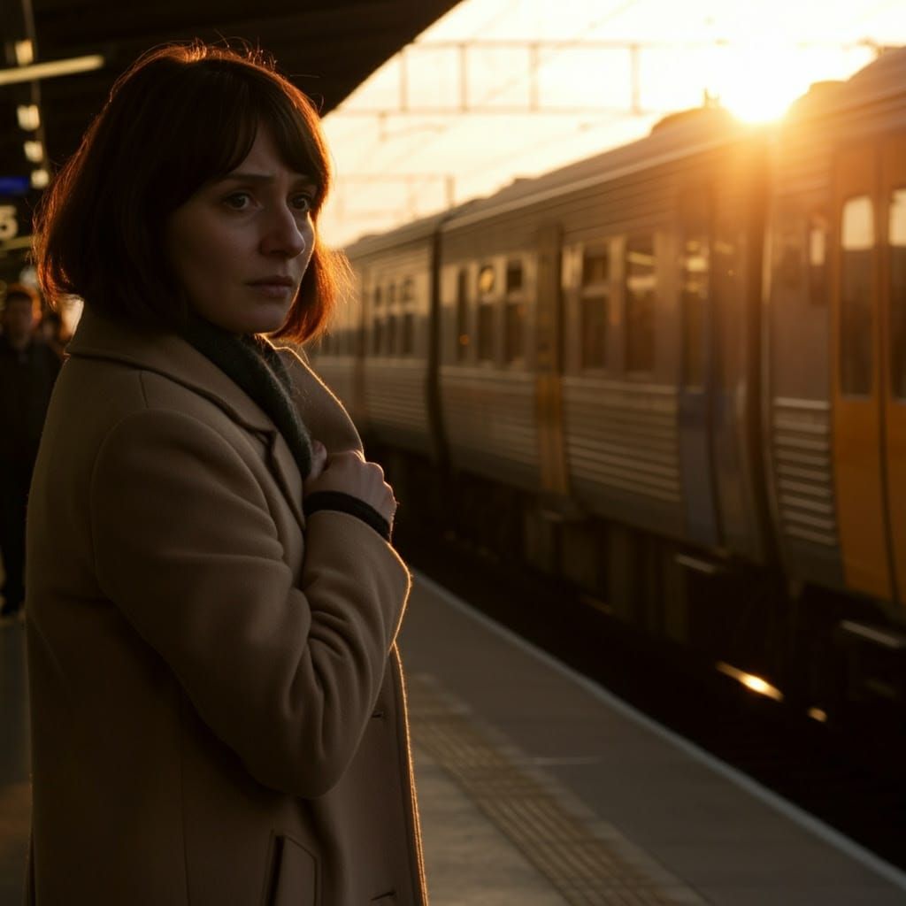 Golden Sunset at the Train Station: A Moment of Anticipation