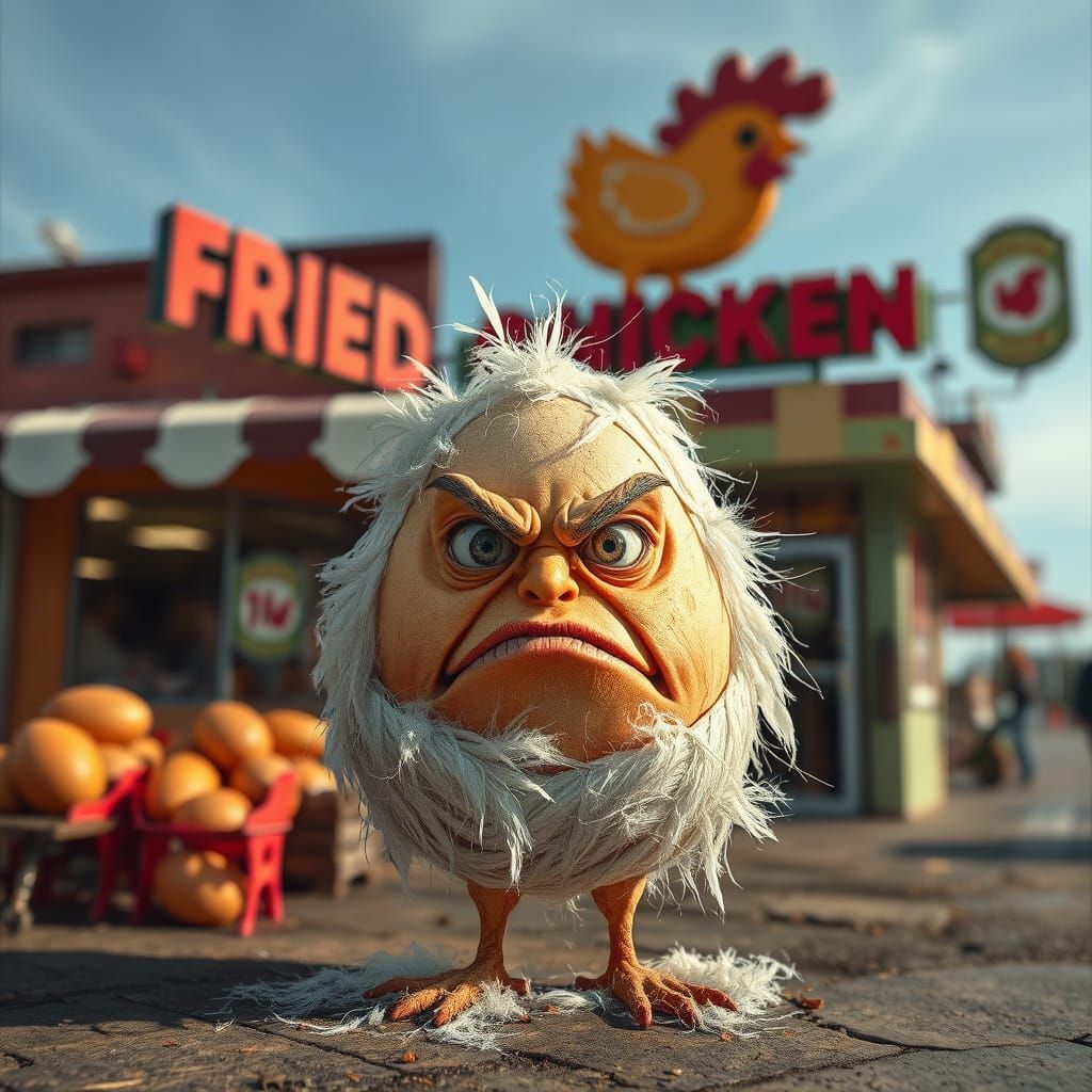 Angry Egg Tarred & Feathered Outside Fried Chicken Shop