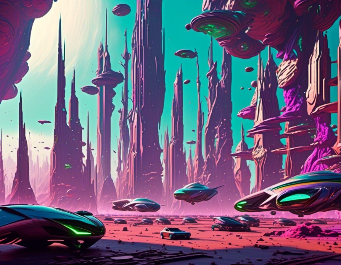 Futuristic Alien Cityscape on Distant Planet