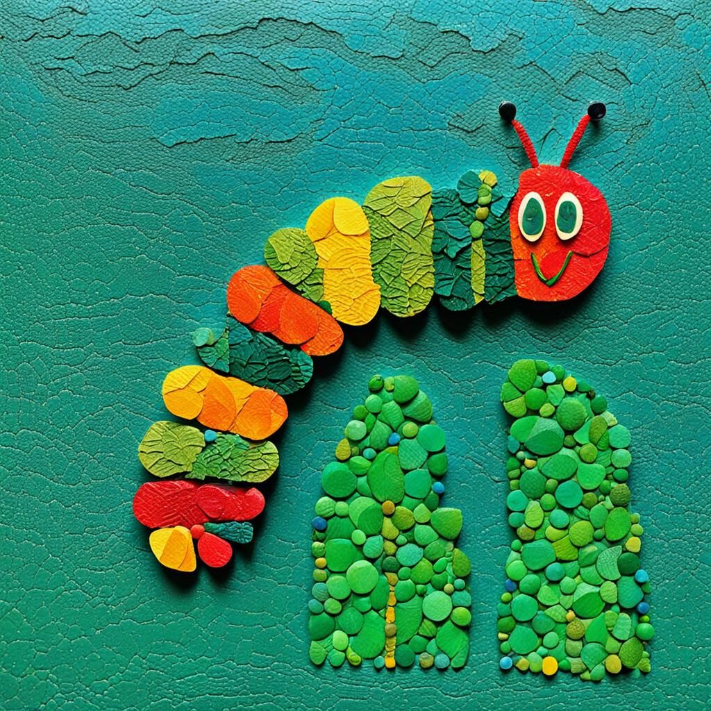 Abstract Very Hungry Caterpillar in Complementary Colors