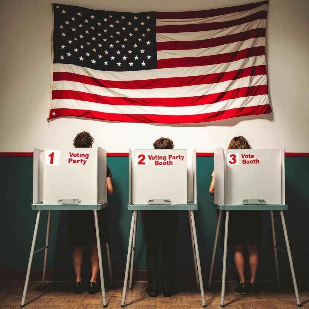 Voting Party Scene in Rockwell-esque Style