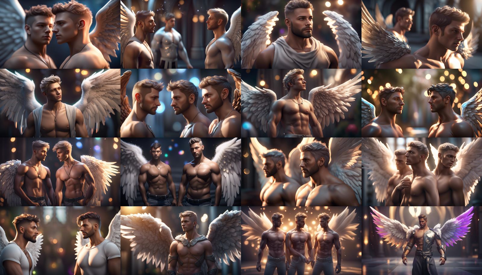 Gay Male Angels in Cinematic 3D Render