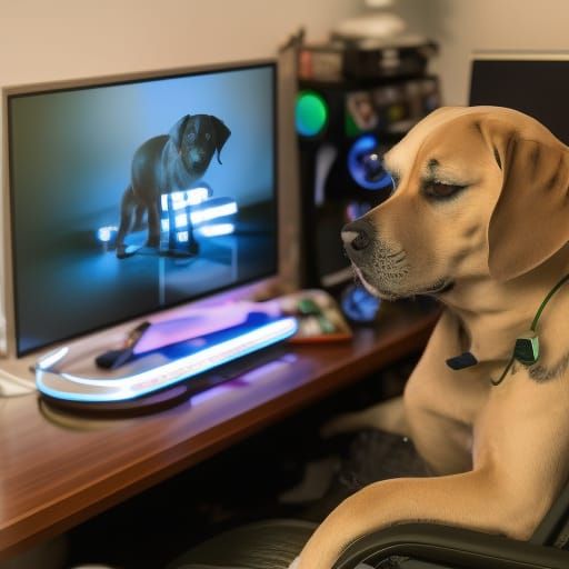 Dog Streamer Playing Video Games