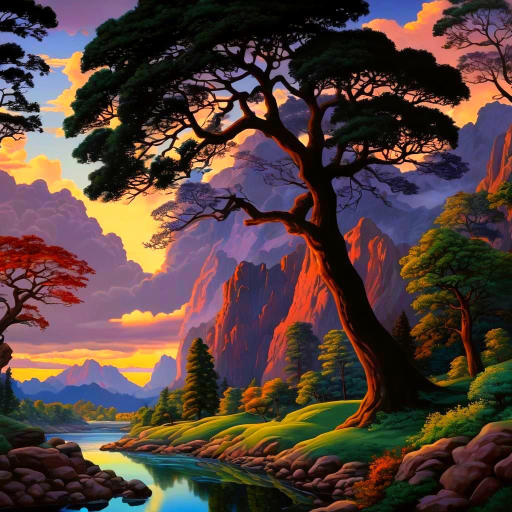 Photorealistic Fantasy Landscape with Vivid Colors