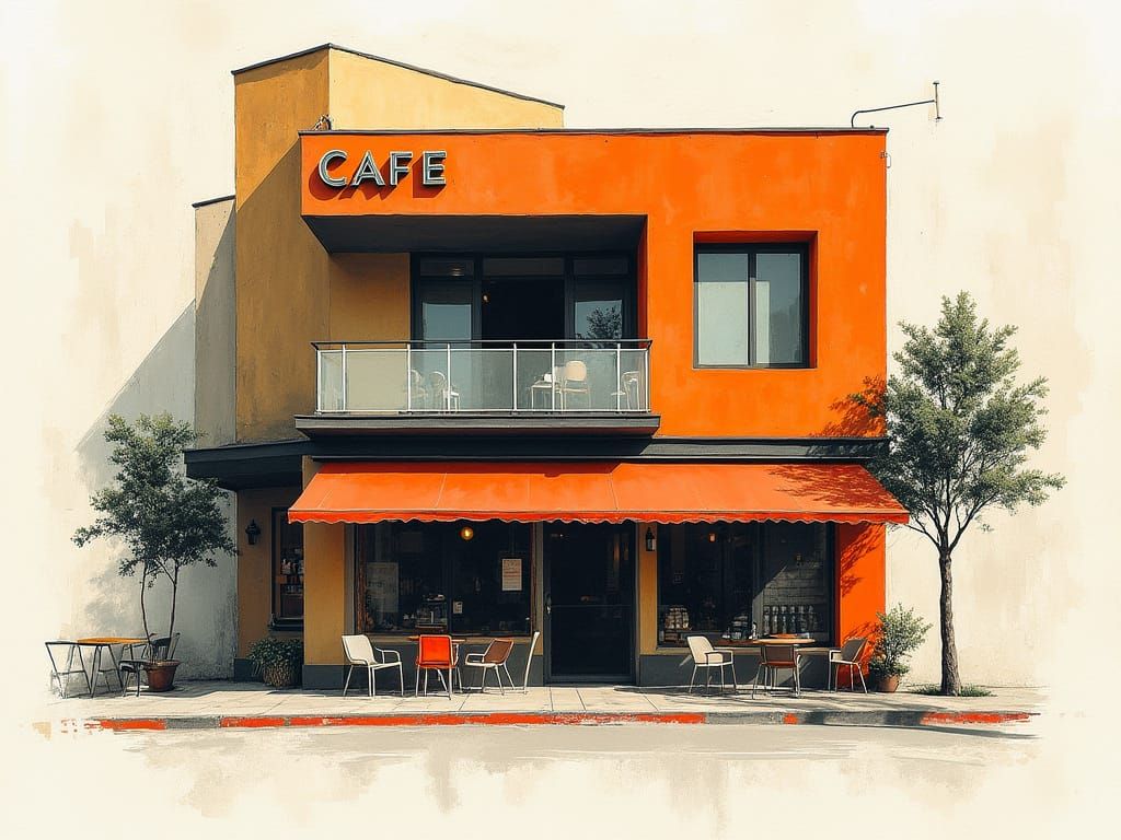 Bauhaus Cafe: A Modernist Sketch