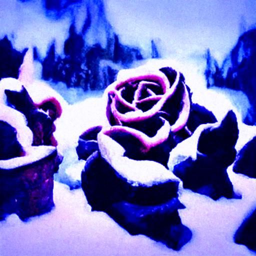 Frozen Roses Preserved in Ice