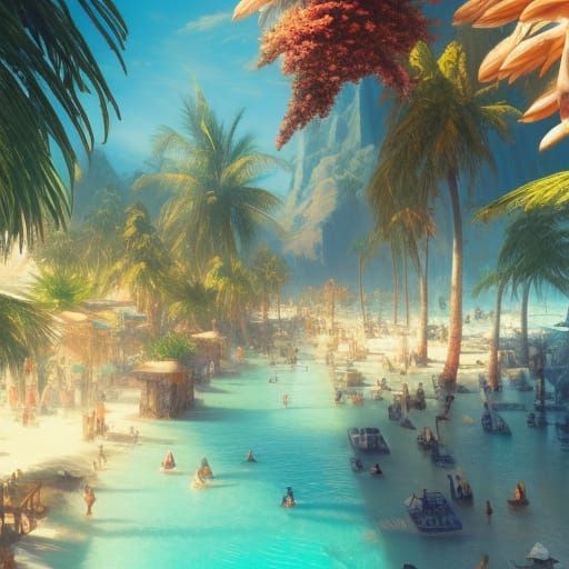 Tropical Pool Bar with Colourful Cocktails