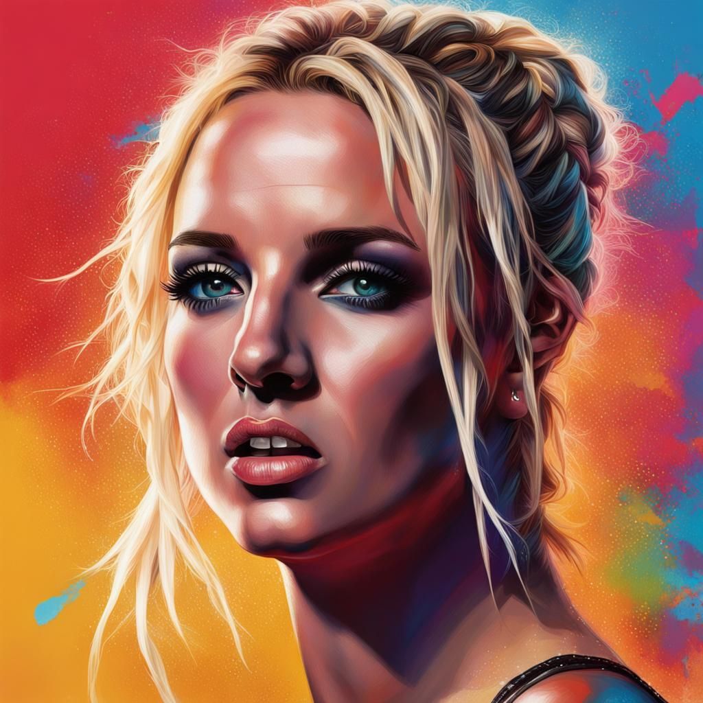 Hyperrealistic Portrait with Colorful Splash Art Background