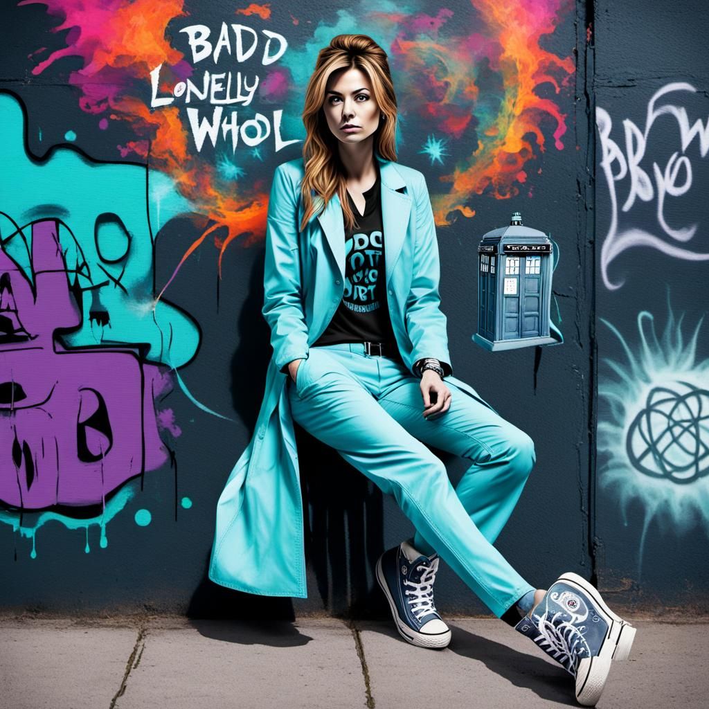 Sad Doctor Who Ghost in Colorful Cosmic Astral Illustration