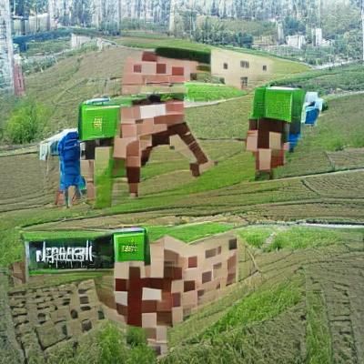 Minecraft Character in Blocky Landscape