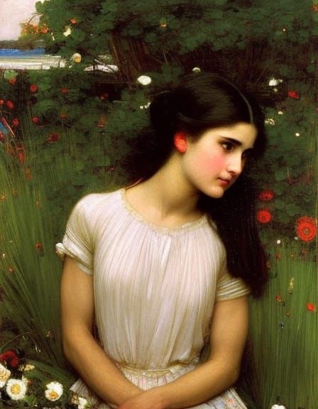 Demi Moore Portrait in Pre-Raphaelite Style