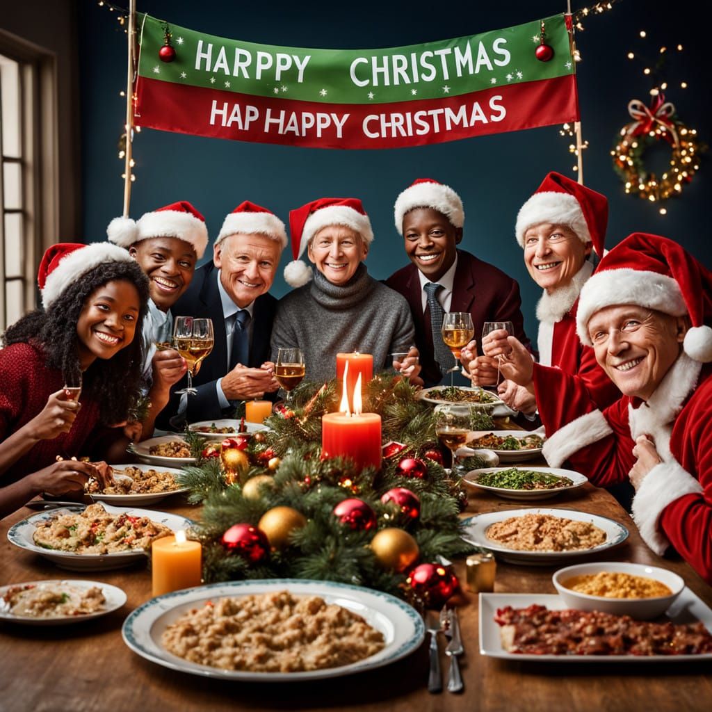 Surreal AI Characters Celebrate Christmas in Colorful Portra...