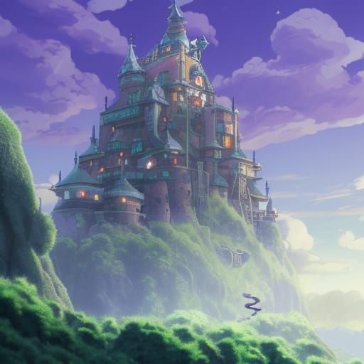 Kraken Attacks Fantasy Castle in Anime Style