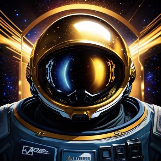 Surreal Astronaut in Vibrant Galaxy Landscape