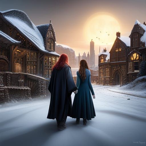 Ginny Weasley and Harry Potter: Detailed Matte Painting