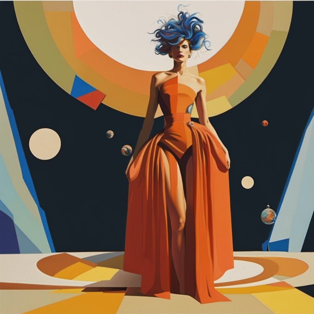 Extrange, personal, original woman of the future in the year...