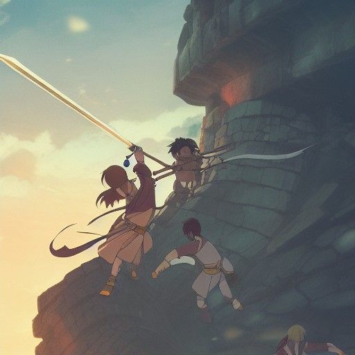 Epic Knights Clash: Studio Ghibli Anime Visual