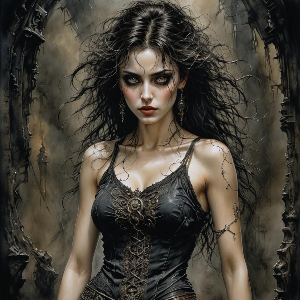 Intricate Portrait of Woman in Royo-Burton Style