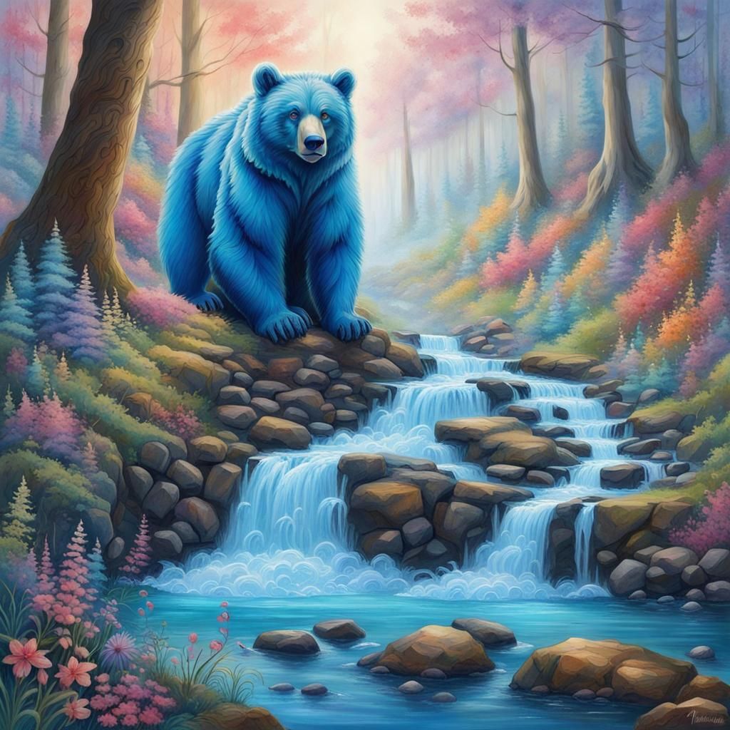 Beautiful Blue Bear By Babbling Brook