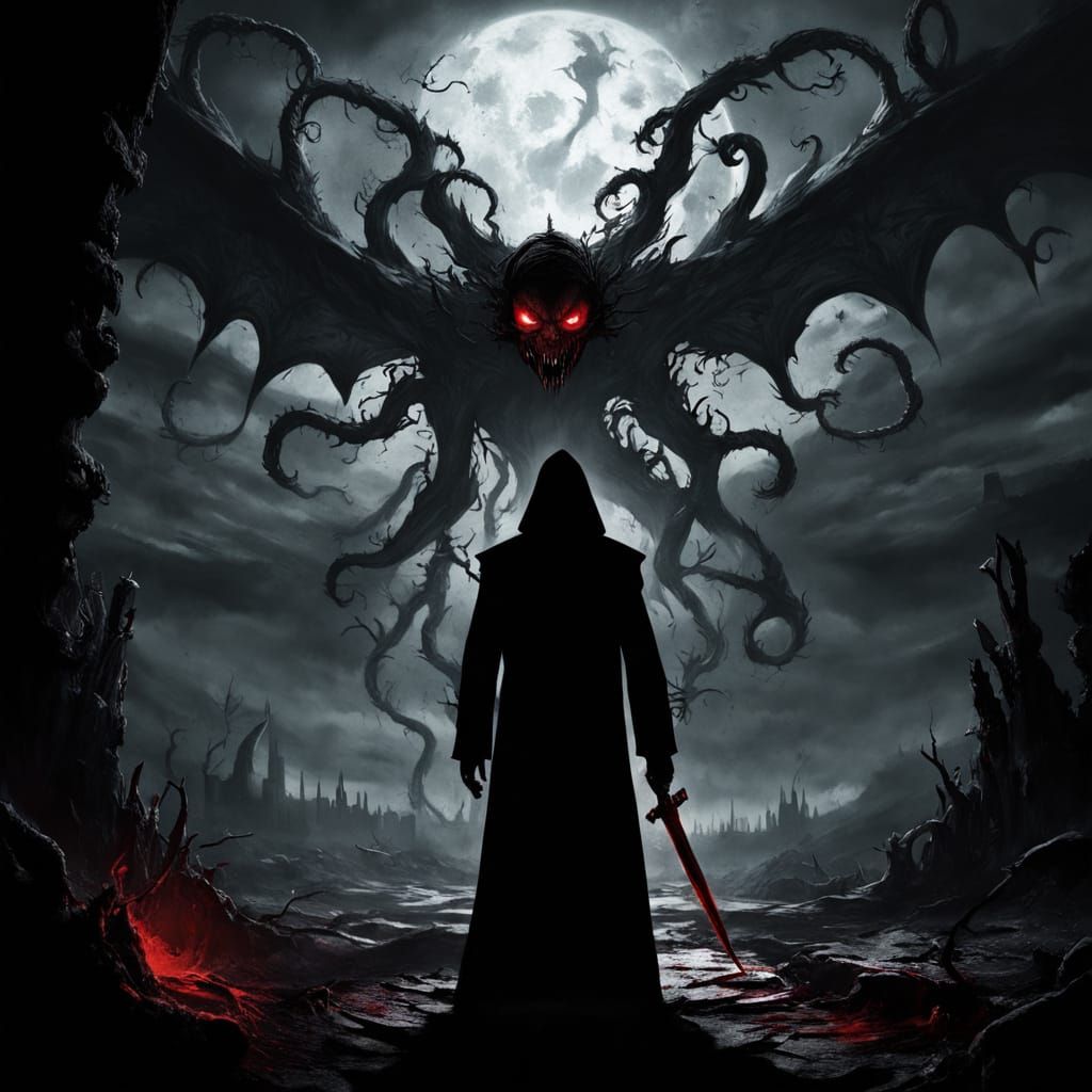 Demonic Shadow Dominates Dark Fantasy Landscape