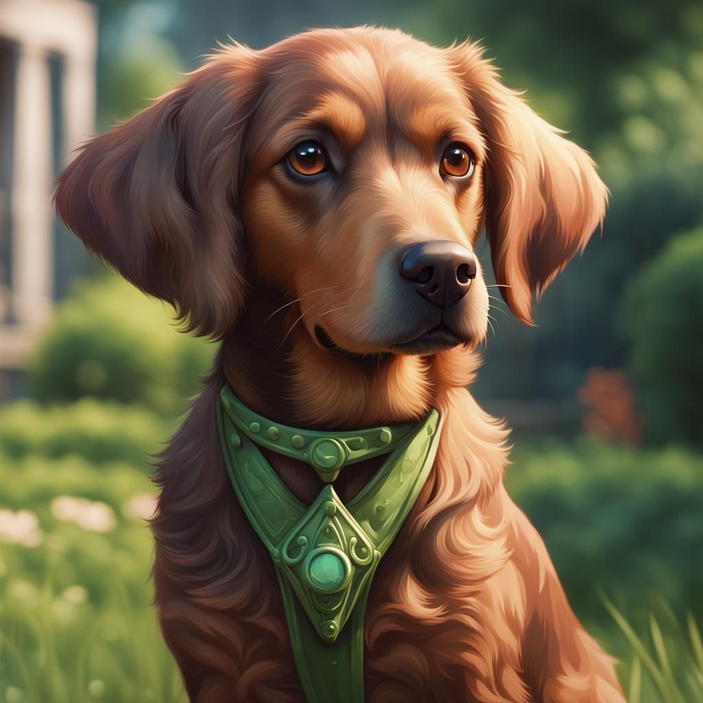 Cute Brown Dog Portrait in Hyperdetailed Style