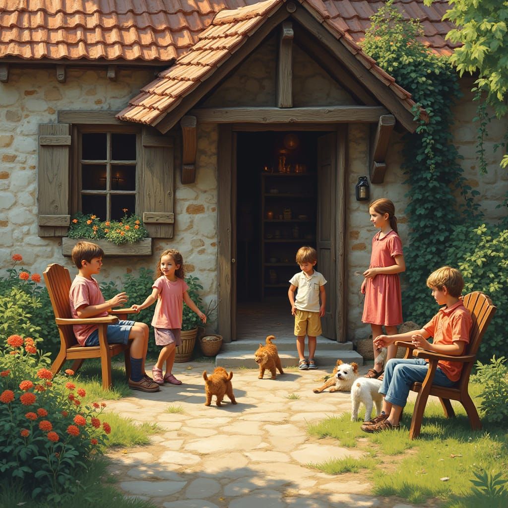 Warm Village Gathering in Earthy Tones