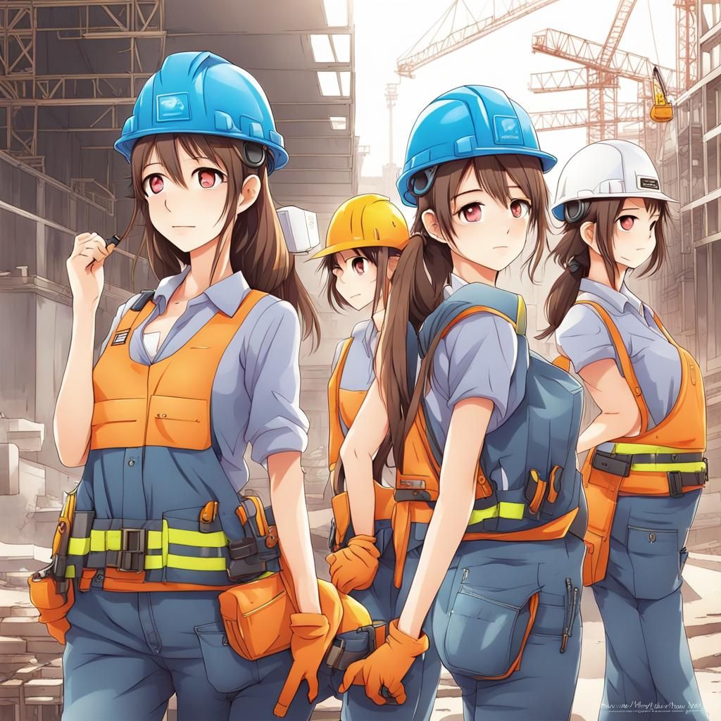 Anime Style Girls Construction Workers