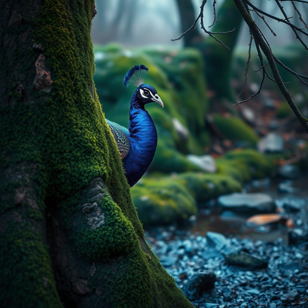 Bird of Paradise Meets Mossy Glen in Stunning Digital Art