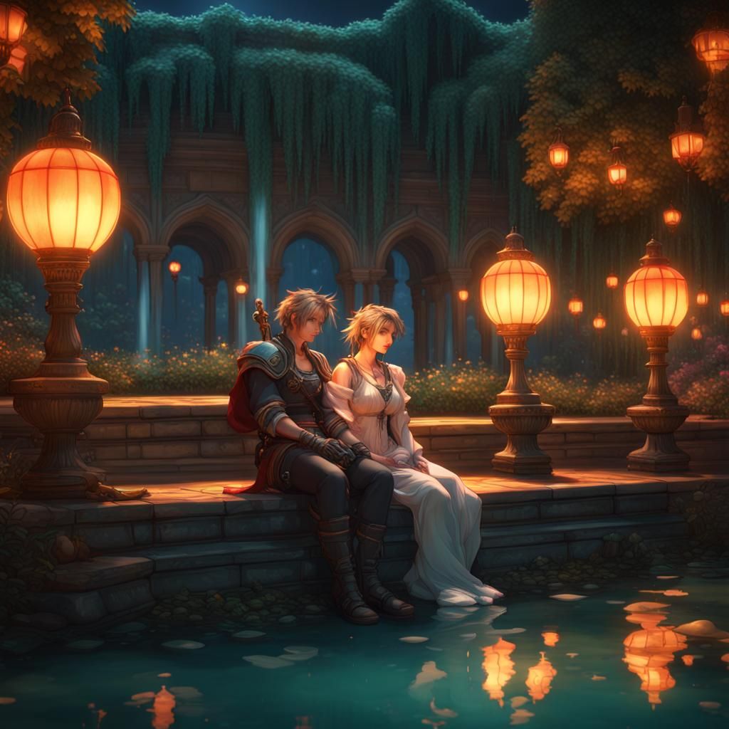 Celes and Squall in a Night Garden