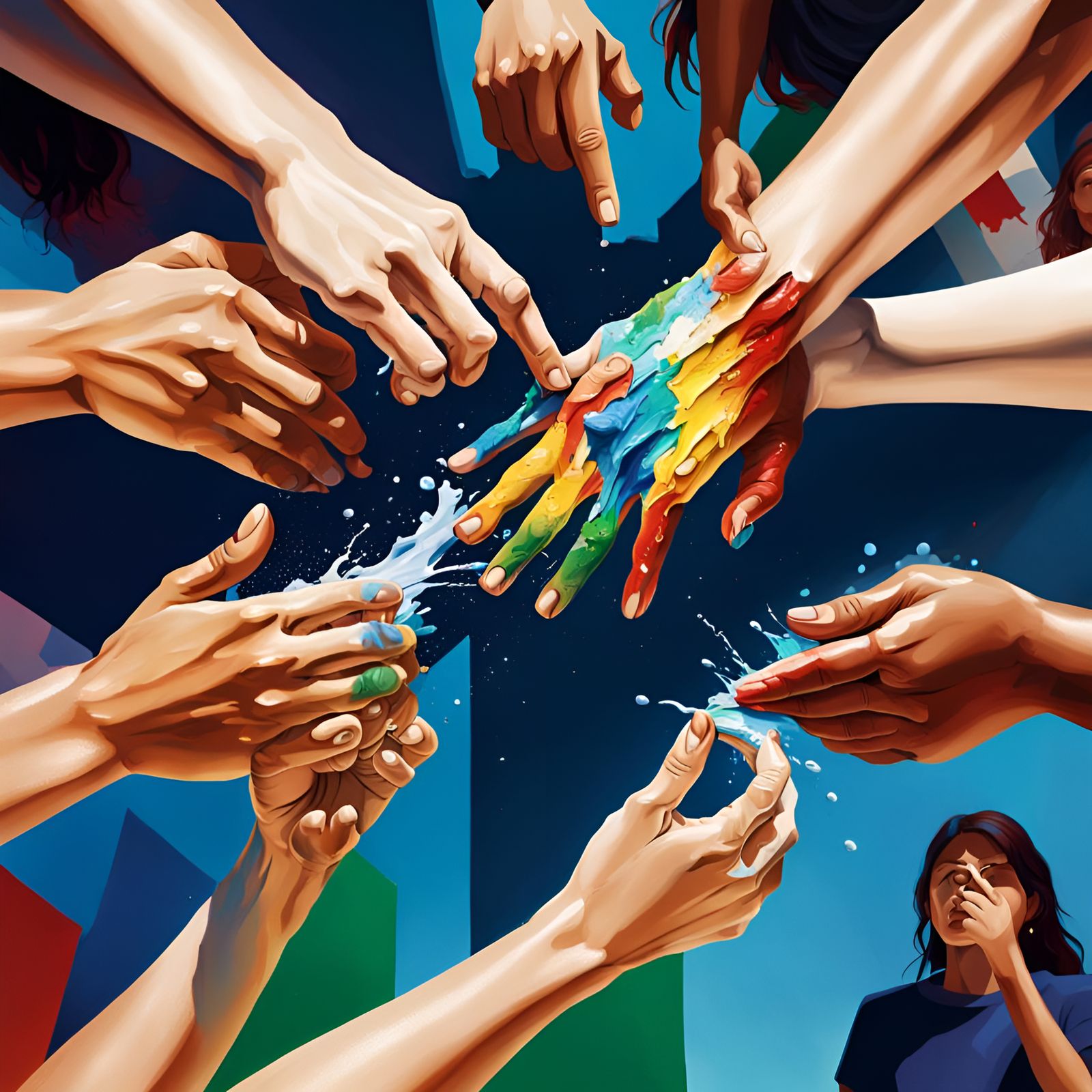 Women Join Hands Building Country: Hyperrealistic Concept Ar...