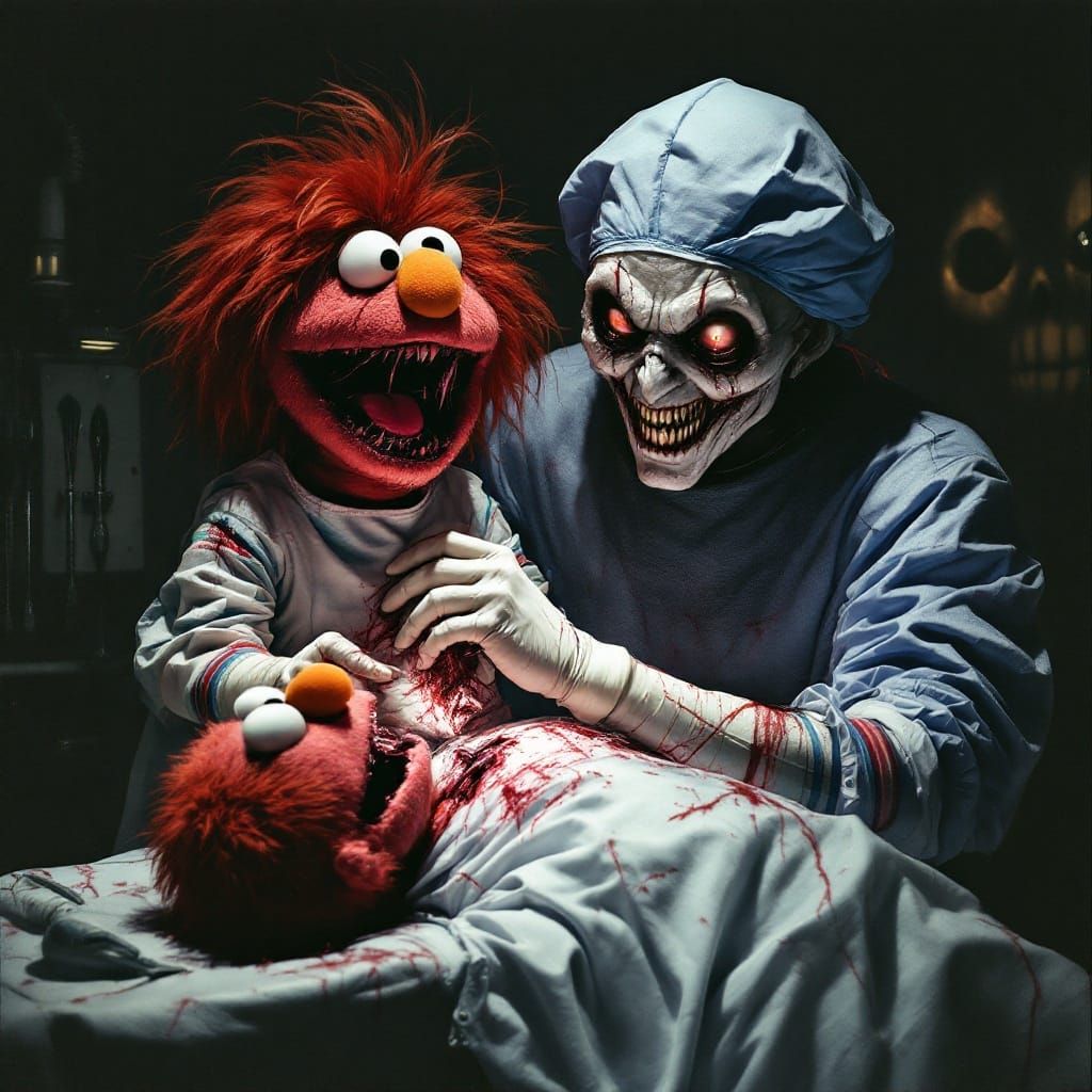 Chucky Dissects Elmo: Gothic Horror Operating Room