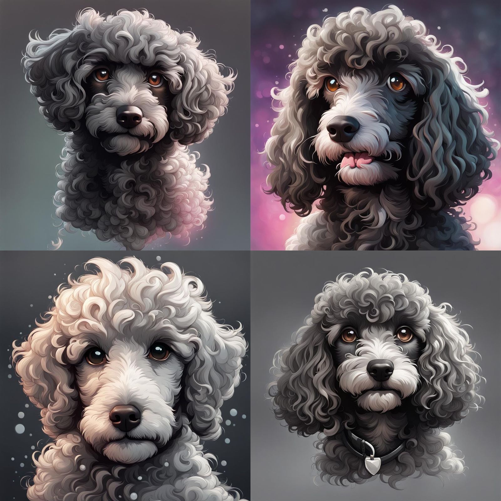 Playful Doodle-Poodle Puppy Portrait in Hyperdetailed Style