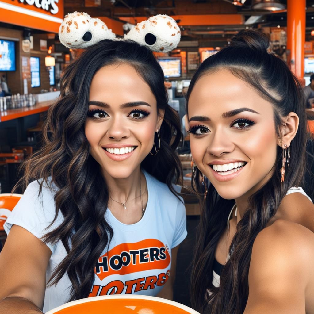 Stylized Portrait of Waitress with Exaggerated Features