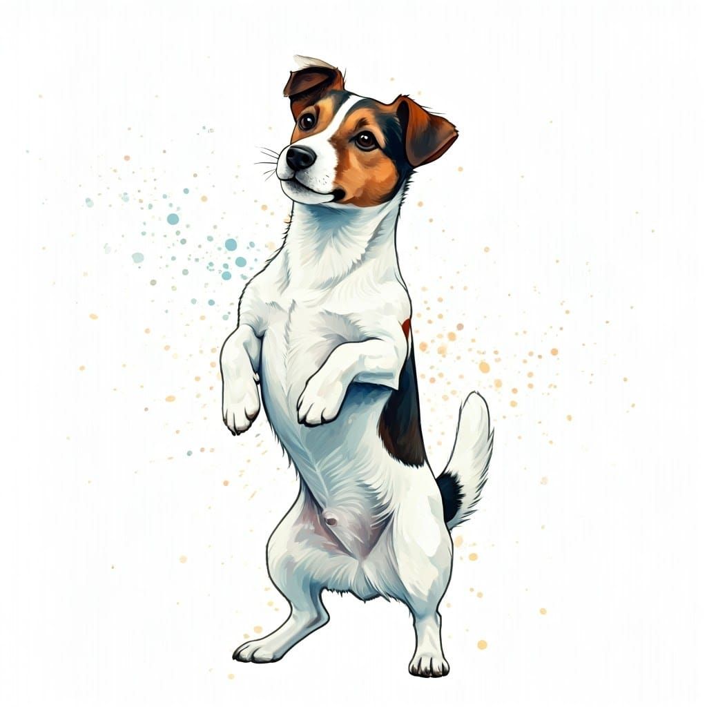 Playful Jack Russell Terrier Watercolor Illustration