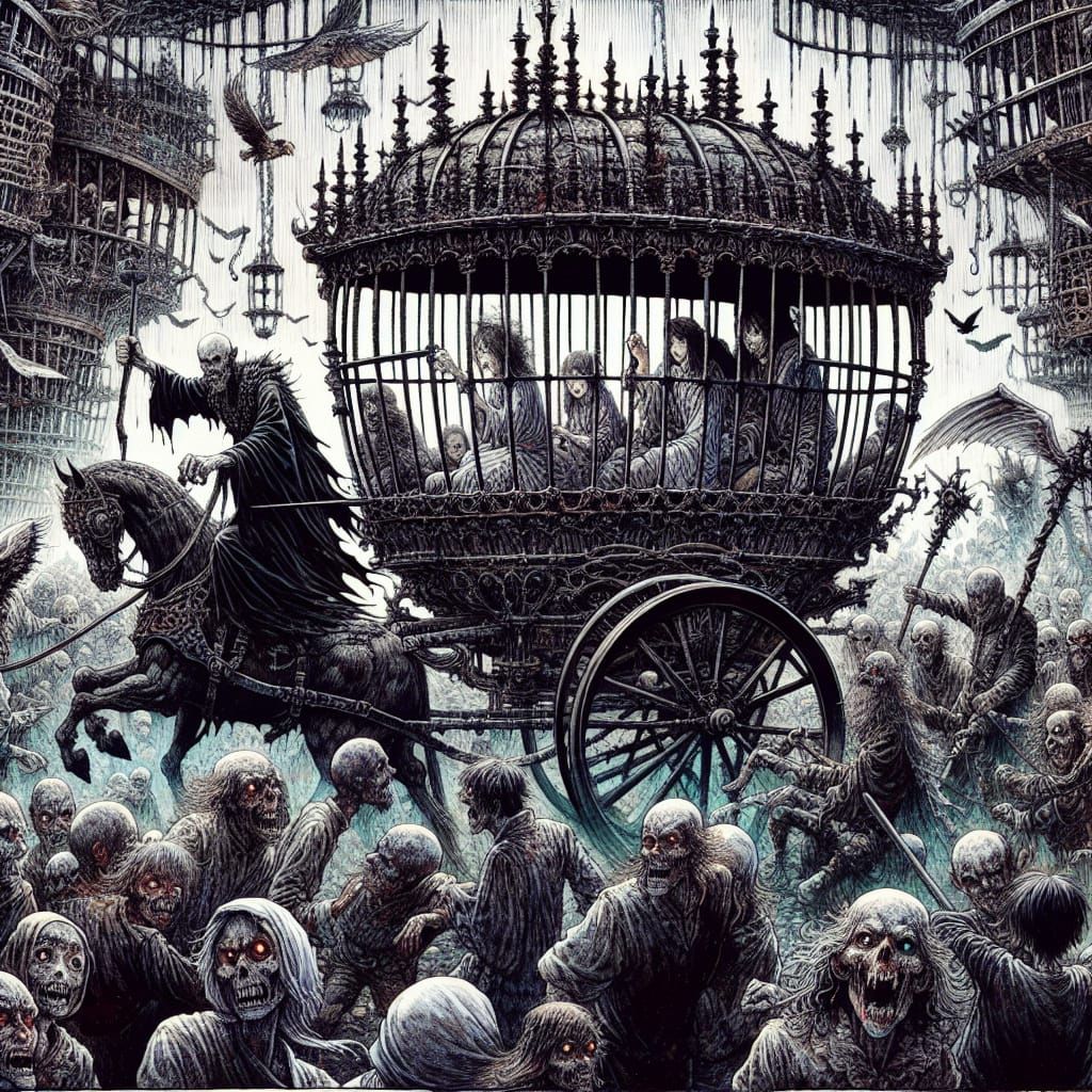 Medieval Prisoner Cage Under Dark Fantasy Horror