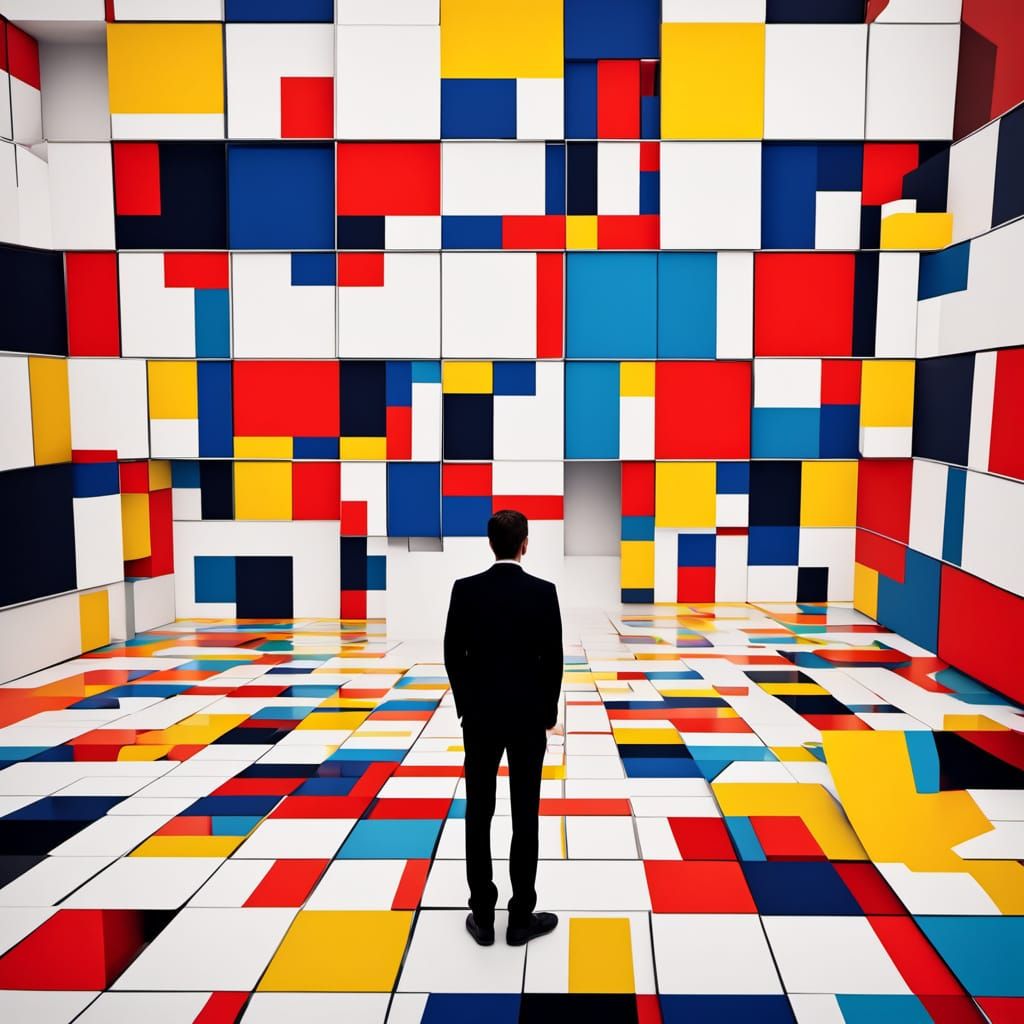 Vibrant Geometric Abstraction in Bold Primary Colors