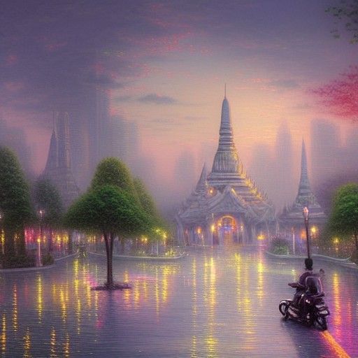 Ethereal Bangkok Cityscape in Fantasy Style