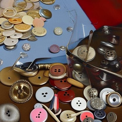 Sewing Notions Still Life as Oil Painting