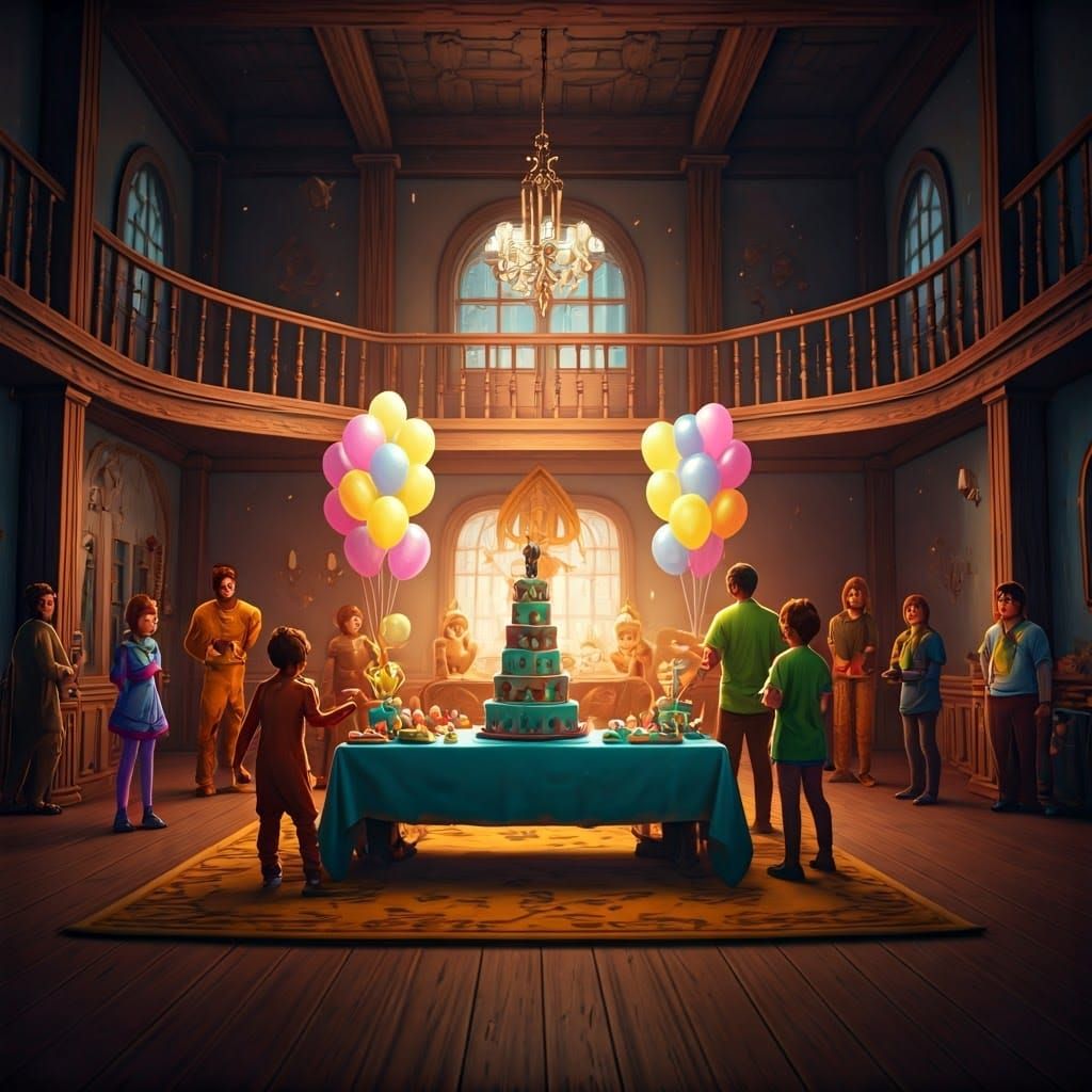 Scooby Doo Birthday Party in Fantasy Concept Art Style