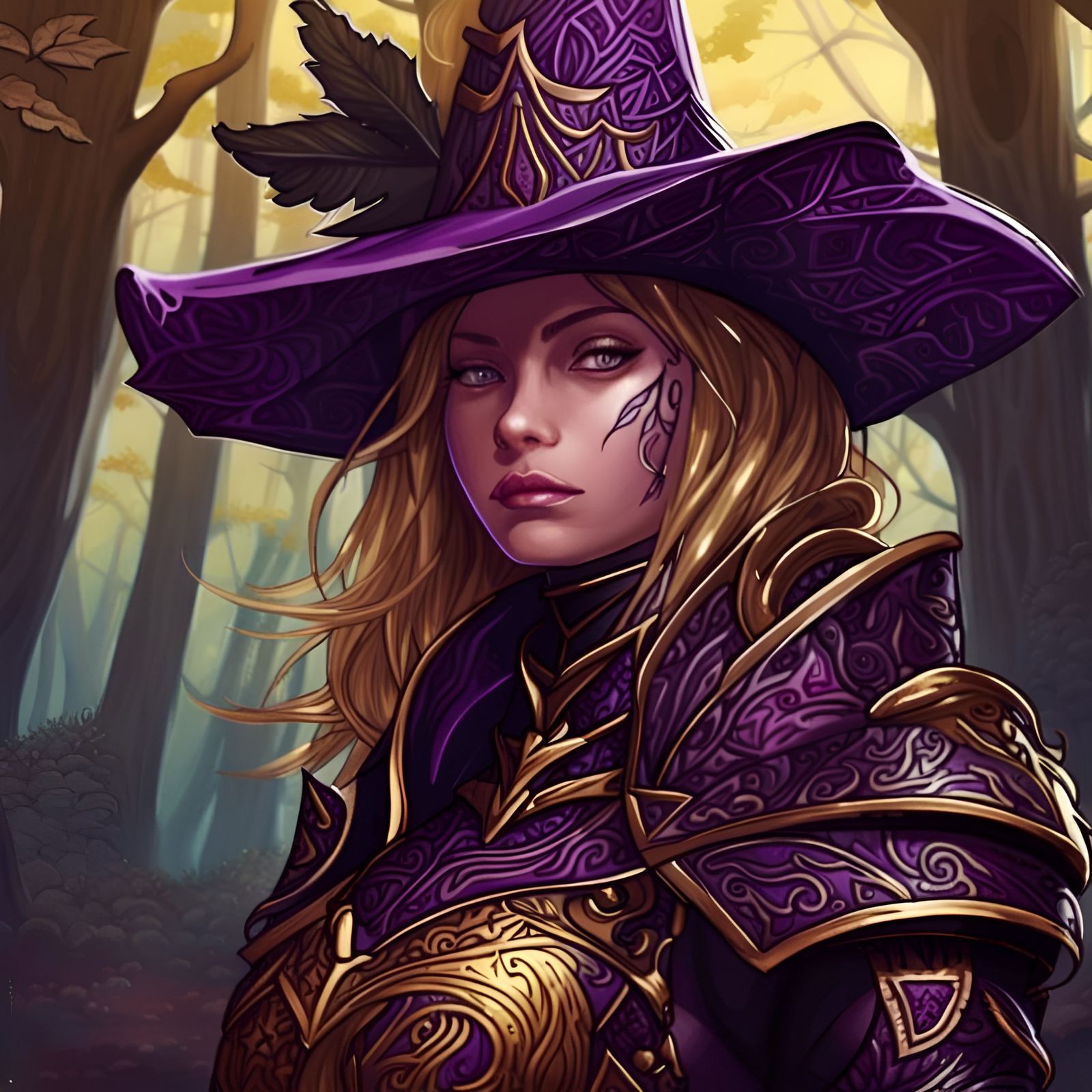 Witch Knight in Violet and Gold Armor