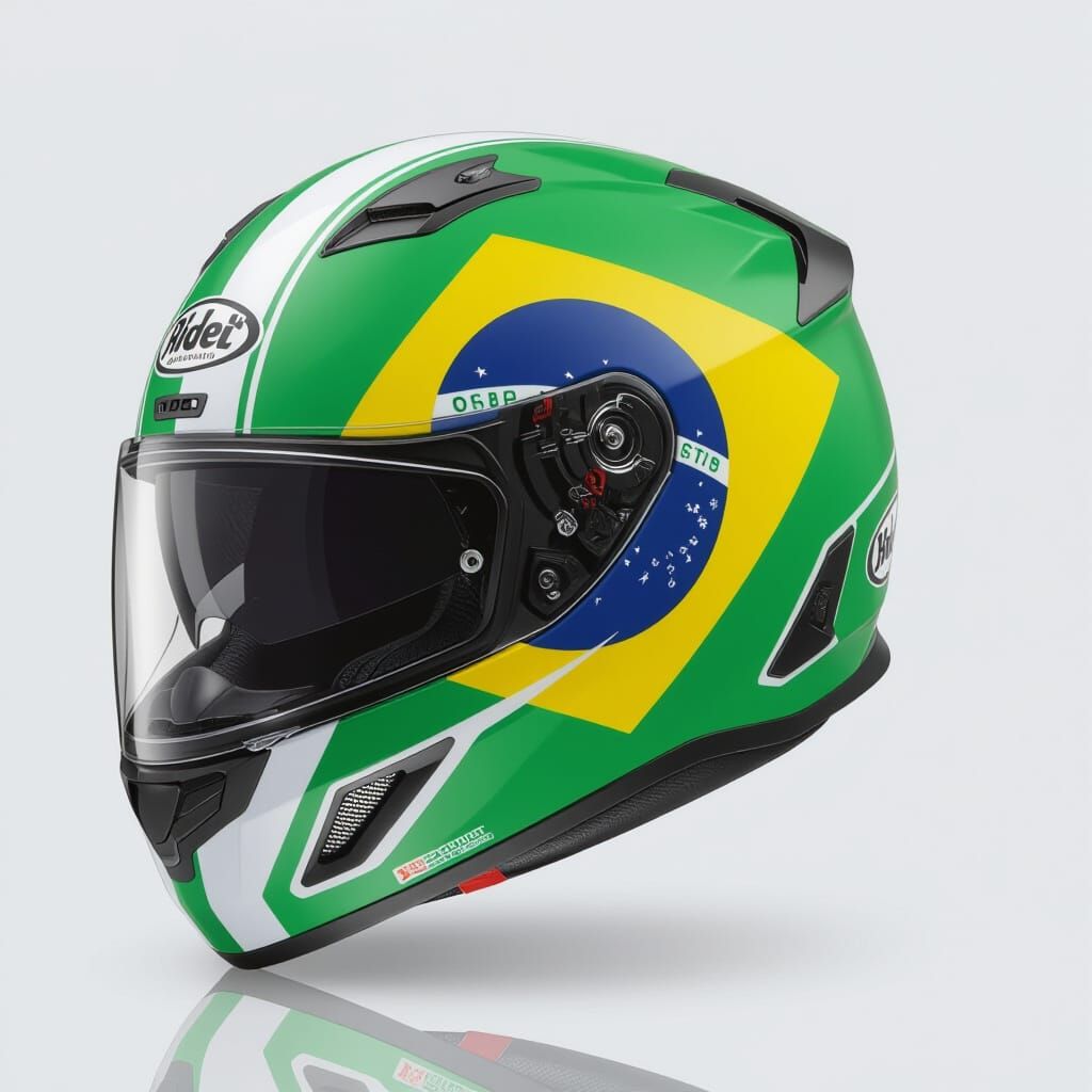 Sportsbike Rider Helmet with Brazilian Flag