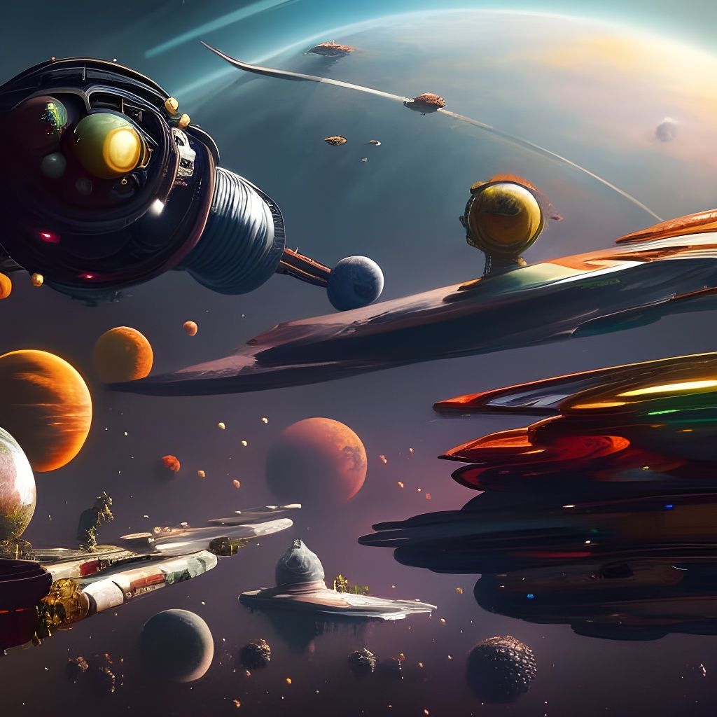 Solarpunk Planets and Spaceships in Detailed Photorealism