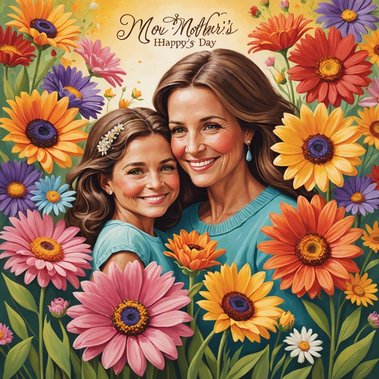 Happy Mother's Day Card with Radiant Mother